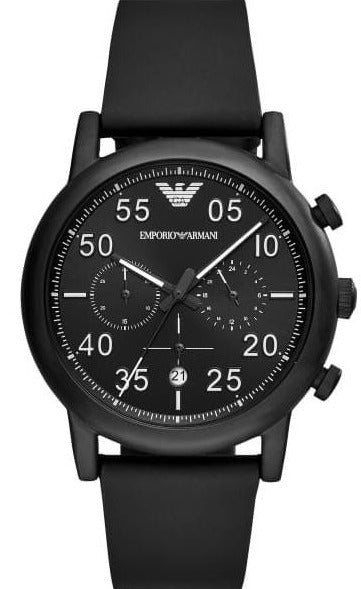  Shop Authentic Emporio Armani Luigi Chronograph Black Dial Black Leather Strap Watch For Men - AR11133 - Luxxuri