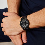  Shop Authentic Emporio Armani Luigi Chronograph Black Dial Black Leather Strap Watch For Men - AR11133 - Luxxuri