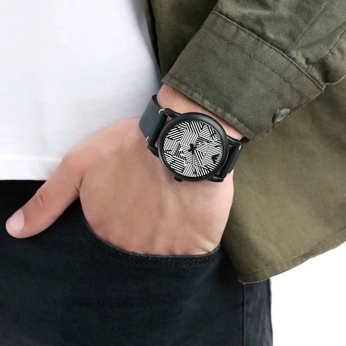  Shop Authentic Emporio Armani Luigi Quartz White Dial Black Rubber Strap Watch For Men - AR11136 - Luxxuri