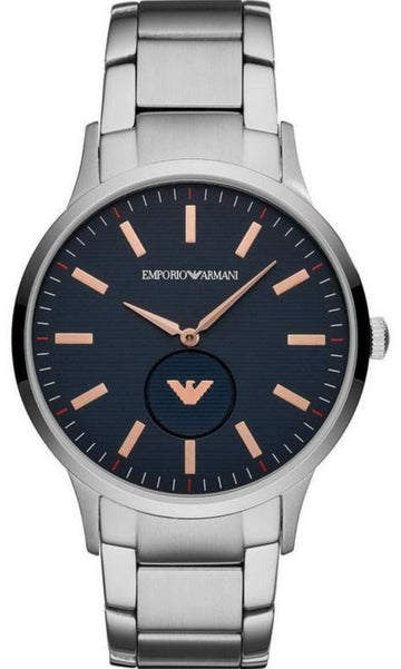 Emporio Armani Renato Blue Dial Silver Steel Strap Watch For Men - AR11137