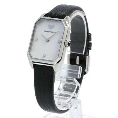  Shop Authentic Emporio Armani Gioia Analog Mother of Pearl Dial Black Leather Strap Watch For Women - AR11148 - Luxxuri