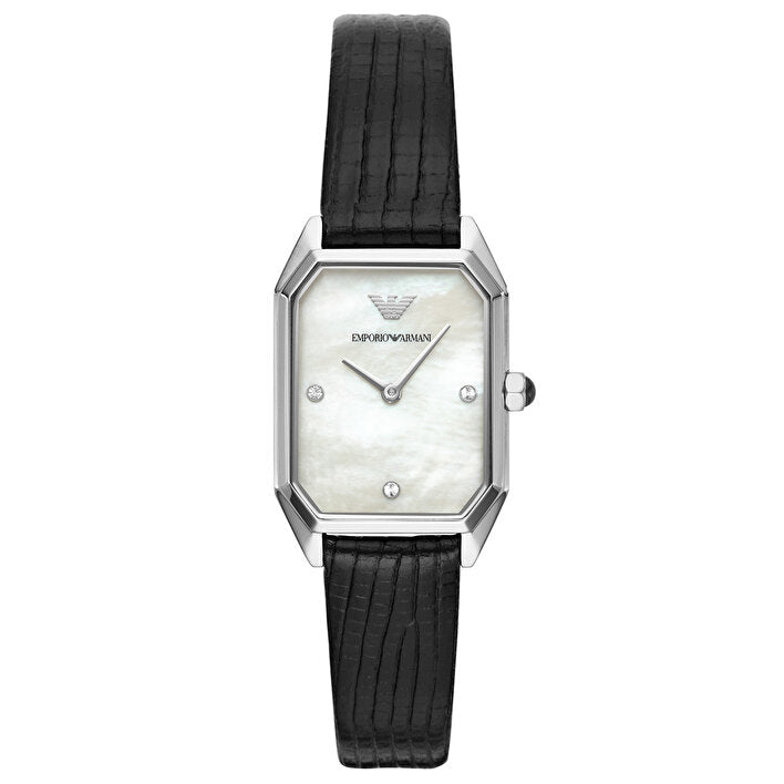  Shop Authentic Emporio Armani Gioia Analog Mother of Pearl Dial Black Leather Strap Watch For Women - AR11148 - Luxxuri