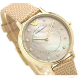  Shop Authentic Emporio Armani Kappa Quartz Mother of Pearl Taupe Dial Brown Leather Strap Watch For Men - AR11151 - Luxxuri