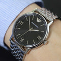  Shop Authentic Emporio Armani Kappa Black Dial Silver Steel Strap Watch For Men - AR11152 - Luxxuri