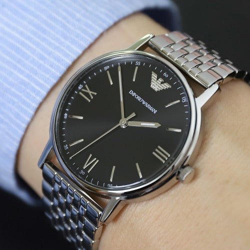  Shop Authentic Emporio Armani Kappa Black Dial Silver Steel Strap Watch For Men - AR11152 - Luxxuri