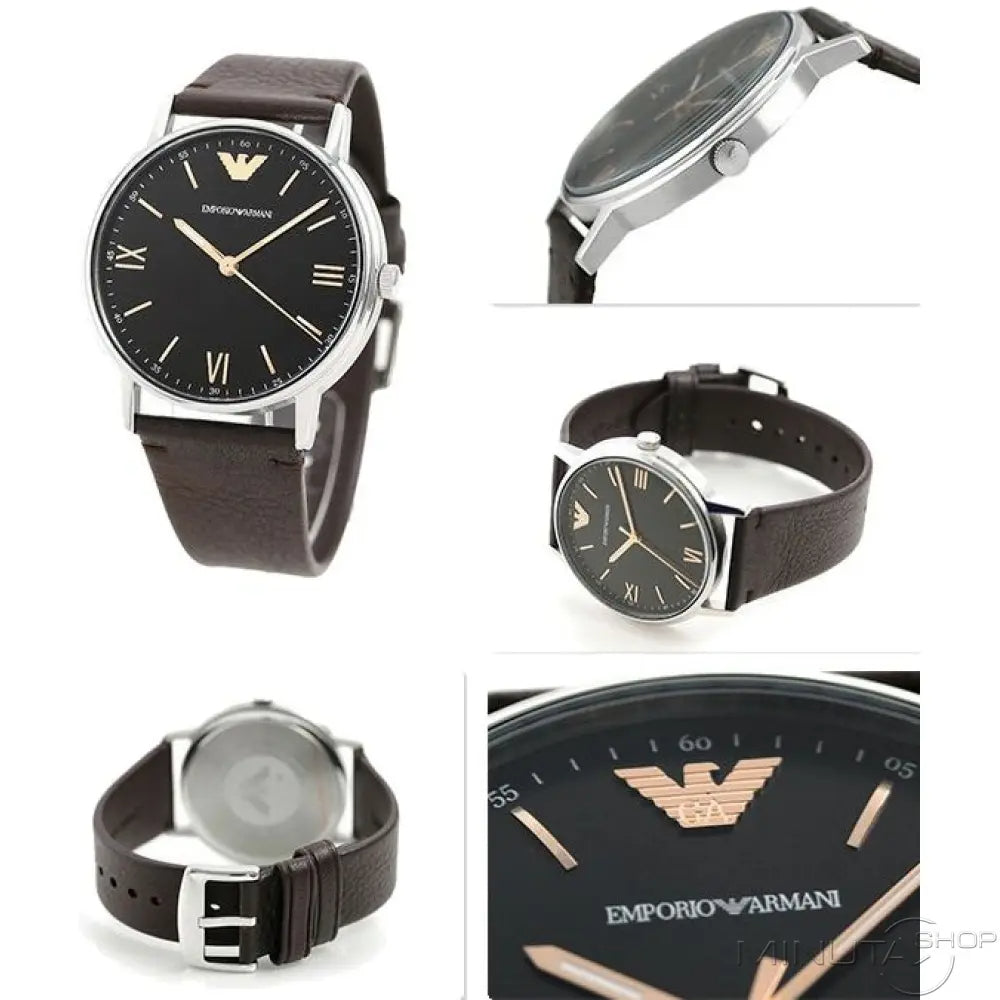  Shop Authentic Emporio Armani Kappa Quartz Black Dial Brown Leather Strap Watch For Men - AR11153 - Luxxuri