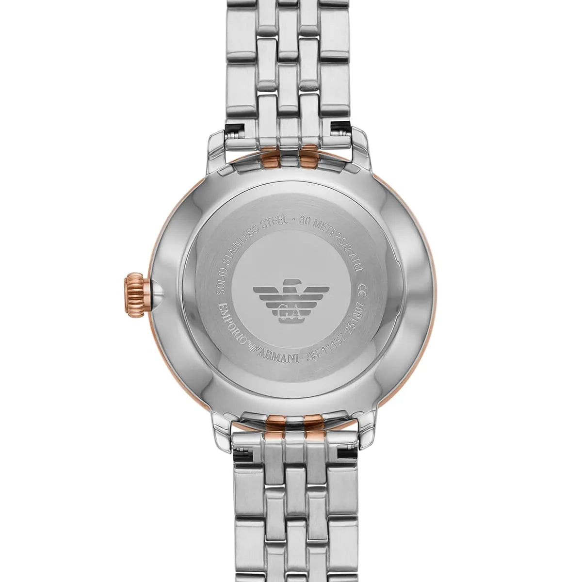  Shop Authentic Emporio Armani Modern Slim Analog Mother of Pearl Dial Two Tone Steel Strap Watch For Women - AR11157 - Luxxuri