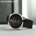  Shop Authentic Emporio Armani Modern Slim Quartz Grey Dial Black Leather Strap Watch For Men - AR11162 - Luxxuri