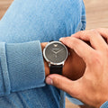  Shop Authentic Emporio Armani Modern Slim Quartz Grey Dial Black Leather Strap Watch For Men - AR11162 - Luxxuri