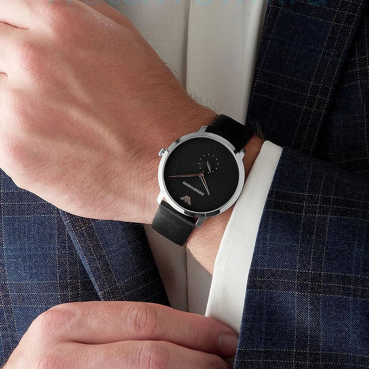  Shop Authentic Emporio Armani Modern Slim Quartz Grey Dial Black Leather Strap Watch For Men - AR11162 - Luxxuri