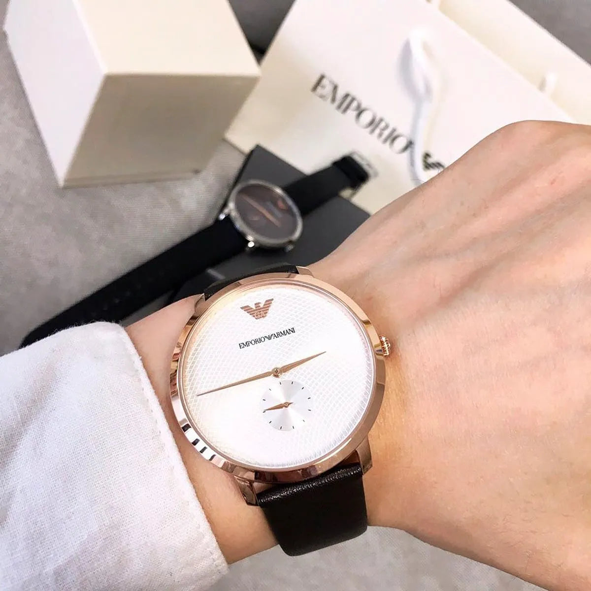  Shop Authentic Emporio Armani Modern Slim Analog Silver Dial Brown Leather Strap Watch For Men - AR11163 - Luxxuri