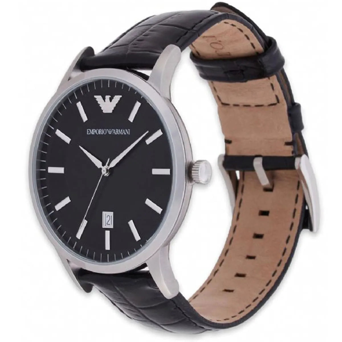  Shop Authentic Emporio Armani Renato Analog Black Dial Black Leather Strap Watch For Men - AR11186 - Luxxuri