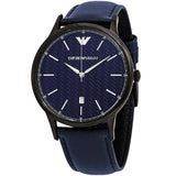 Shop Authentic Emporio Armani Renato Quartz Blue Dial Blue Leather Strap Watch For Men - AR11190 - Luxxuri