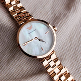  Shop Authentic Emporio Armani Arianna Analog Mother of Pearl Dial Rose Gold Steel Strap Watch For Women - AR11196 - Luxxuri