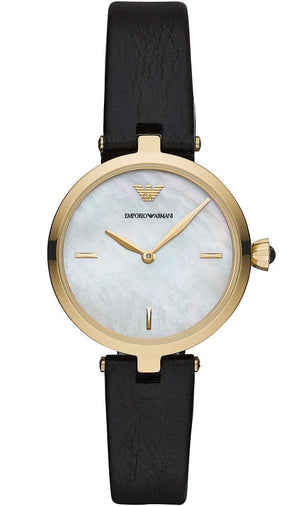  Shop Authentic Emporio Armani Arianna Analog Silver Dial Black Leather Strap Watch For Women - AR11200 - Luxxuri