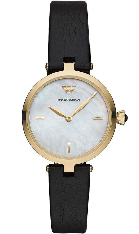  Shop Authentic Emporio Armani Arianna Analog Silver Dial Black Leather Strap Watch For Women - AR11200 - Luxxuri
