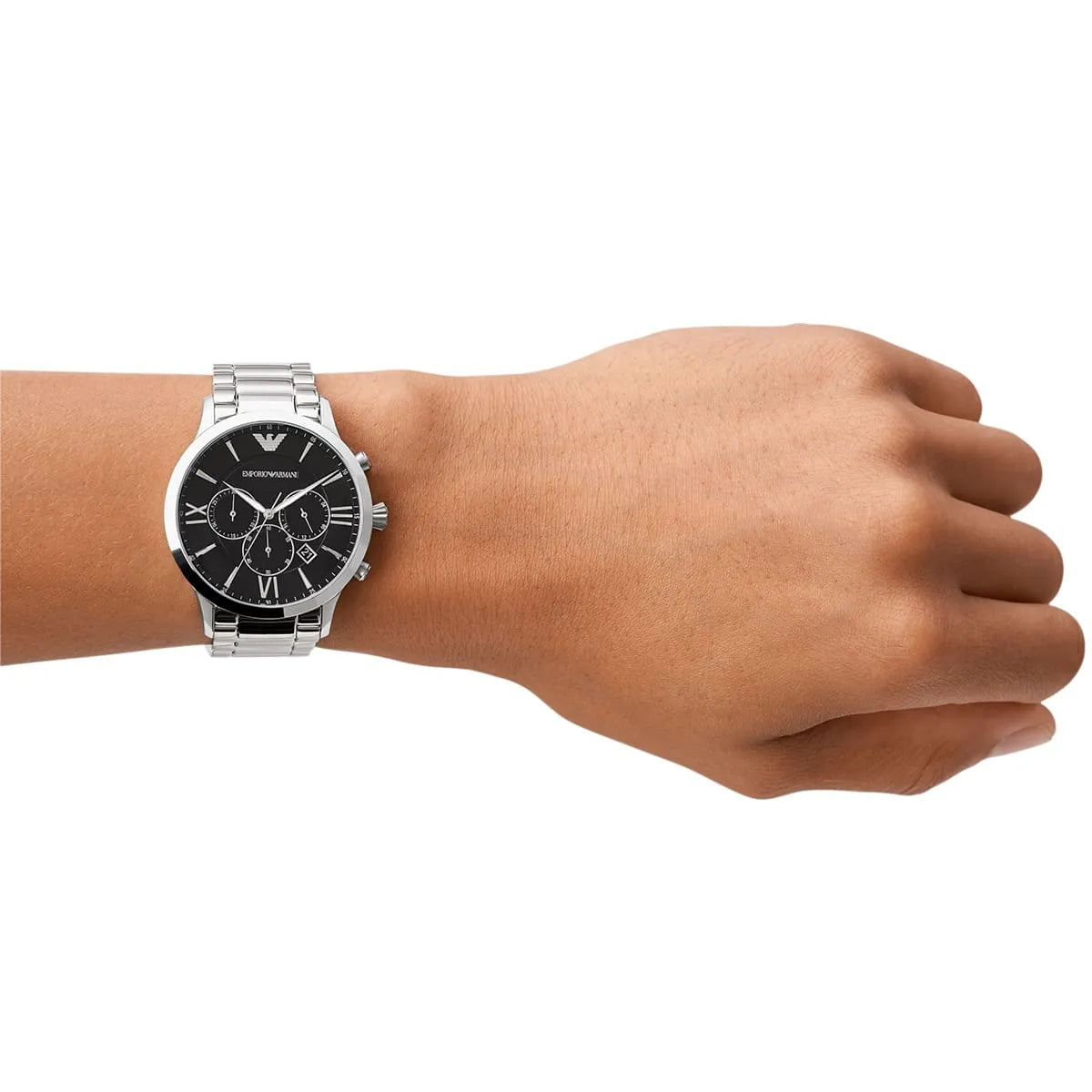  Shop Authentic Emporio Armani Giovanni Chronograph Black Dial Silver Steel Strap Watch For Men - AR11208 - Luxxuri