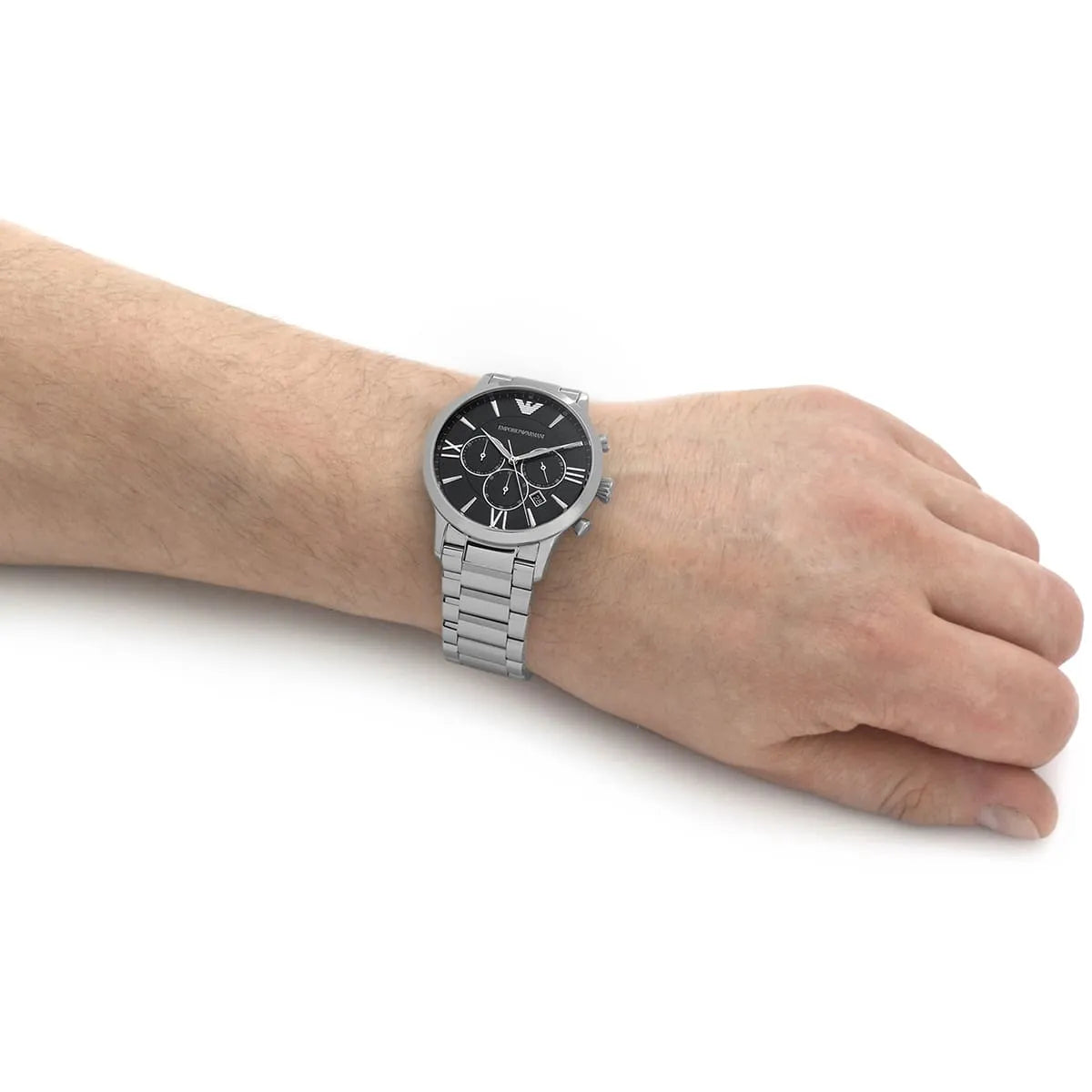  Shop Authentic Emporio Armani Giovanni Chronograph Black Dial Silver Steel Strap Watch For Men - AR11208 - Luxxuri