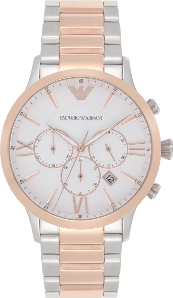  Shop Authentic Emporio Armani Giovanni Chronograph Quartz White Dial Two Tone Steel Strap Watch For Men - AR11209 - Luxxuri