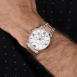  Shop Authentic Emporio Armani Giovanni Chronograph Quartz White Dial Two Tone Steel Strap Watch For Men - AR11209 - Luxxuri
