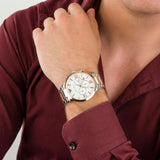  Shop Authentic Emporio Armani Giovanni Chronograph Quartz White Dial Two Tone Steel Strap Watch For Men - AR11209 - Luxxuri