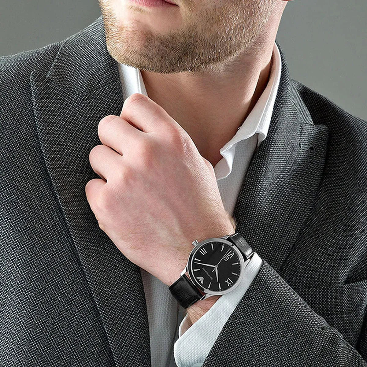  Shop Authentic Emporio Armani Giovanni Analog Black Dial Black Leather Strap Watch For Men - AR11210 - Luxxuri