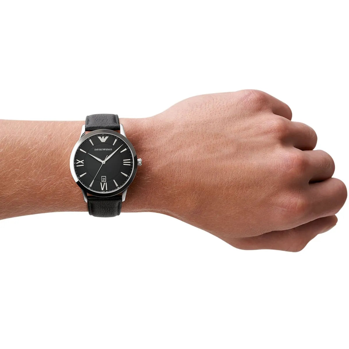  Shop Authentic Emporio Armani Giovanni Analog Black Dial Black Leather Strap Watch For Men - AR11210 - Luxxuri