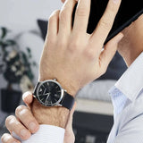  Shop Authentic Emporio Armani Giovanni Analog Black Dial Black Leather Strap Watch For Men - AR11210 - Luxxuri