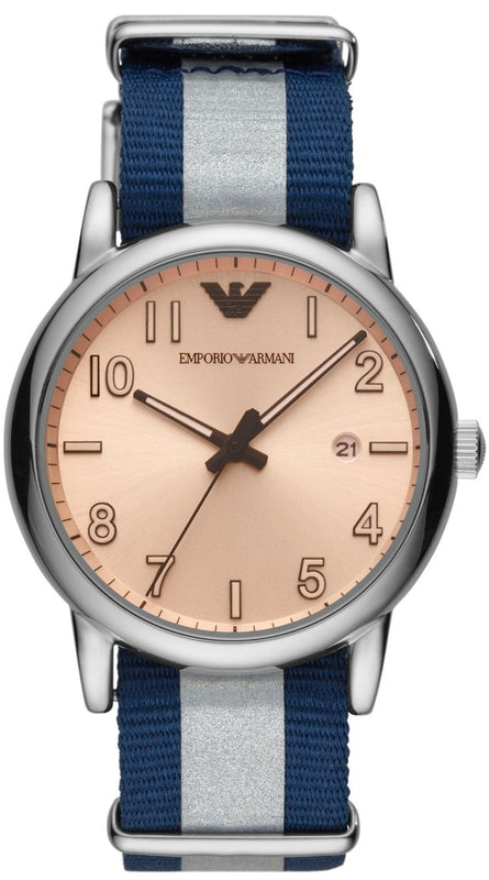  Shop Authentic Emporio Armani Luigi Analog Beige Dial Two Tone NATO Strap Watch For Men - AR11212 - Luxxuri
