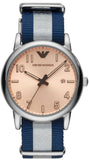  Shop Authentic Emporio Armani Luigi Analog Beige Dial Two Tone NATO Strap Watch For Men - AR11212 - Luxxuri
