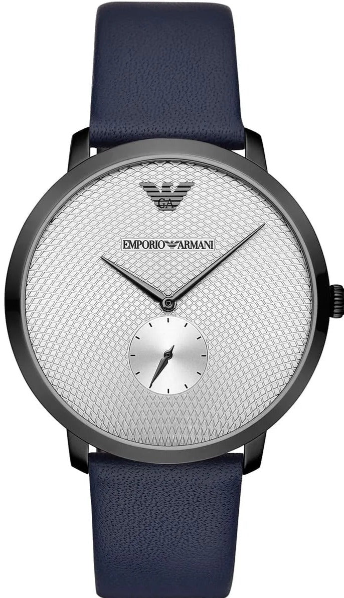  Shop Authentic Emporio Armani Modern Slim Analog Silver Dial Blue Leather Strap Watch For Men - AR11214 - Luxxuri