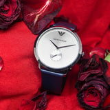  Shop Authentic Emporio Armani Modern Slim Analog Silver Dial Blue Leather Strap Watch For Men - AR11214 - Luxxuri