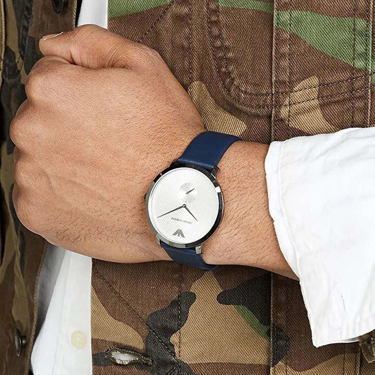  Shop Authentic Emporio Armani Modern Slim Analog Silver Dial Blue Leather Strap Watch For Men - AR11214 - Luxxuri