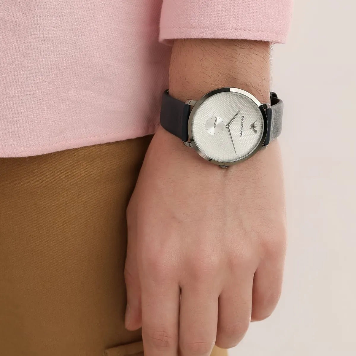  Shop Authentic Emporio Armani Modern Slim Analog Silver Dial Blue Leather Strap Watch For Men - AR11214 - Luxxuri