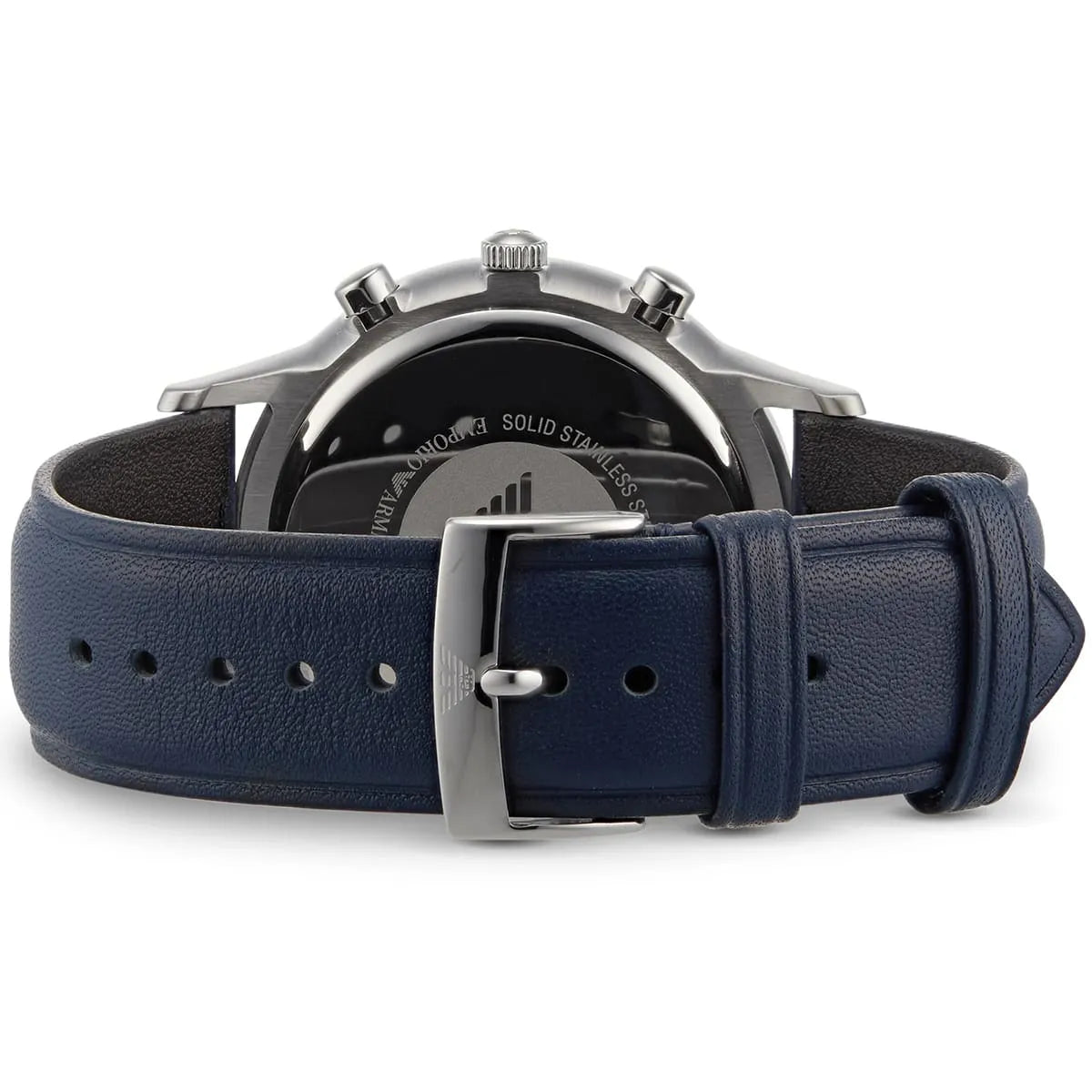  Shop Authentic Emporio Armani Renato Chronograph Blue Dial Black Leather Strap Watch For Men - AR11216 - Luxxuri