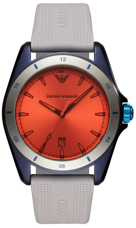  Shop Authentic Emporio Armani Sigma Analog Orange Dial Grey Silicone Strap Watch For Men - AR11218 - Luxxuri