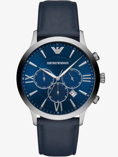  Shop Authentic Emporio Armani Giovanni T Bar Chronograph Quartz Blue Dial Blue Leather Strap Watch For Men - AR11226 - Luxxuri