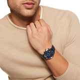  Shop Authentic Emporio Armani Giovanni T Bar Chronograph Quartz Blue Dial Blue Leather Strap Watch For Men - AR11226 - Luxxuri