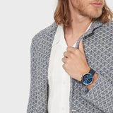  Shop Authentic Emporio Armani Giovanni T Bar Chronograph Quartz Blue Dial Blue Leather Strap Watch For Men - AR11226 - Luxxuri