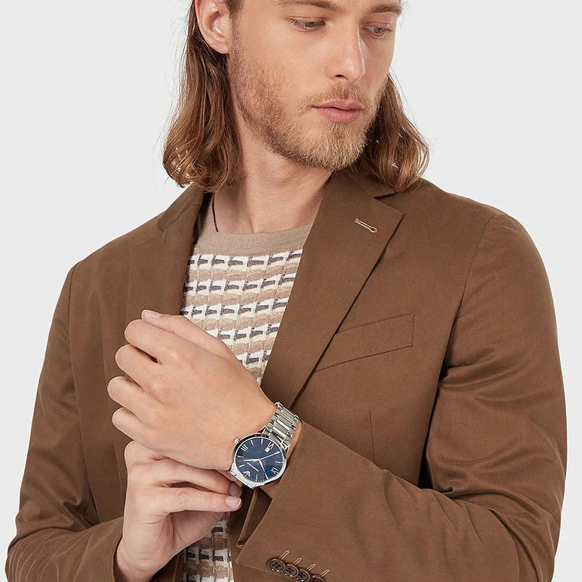  Shop Authentic Emporio Armani Giovanni Quartz Blue Dial Silver Steel Strap Watch For Men - AR11227 - Luxxuri