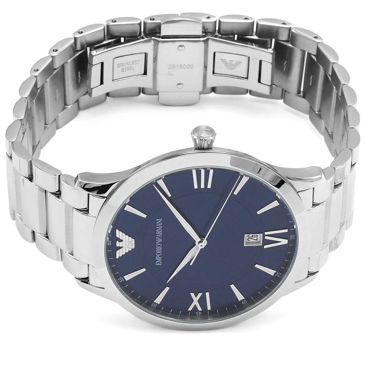  Shop Authentic Emporio Armani Giovanni Quartz Blue Dial Silver Steel Strap Watch For Men - AR11227 - Luxxuri