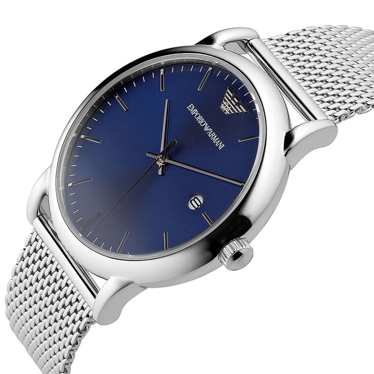  Shop Authentic Emporio Armani Luigi Quartz Blue Dial Silver Mesh Bracelet Watch For Men - AR11230 - Luxxuri