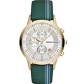  Shop Authentic Emporio Armani Renato Chronograph Silver Dial Green Leather Strap Watch For Men - AR11233 - Luxxuri