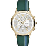  Shop Authentic Emporio Armani Renato Chronograph Silver Dial Green Leather Strap Watch For Men - AR11233 - Luxxuri