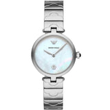  Shop Authentic Emporio Armani Mother of Pearl Dial Silver Steel Strap Watch For Women - AR11235 - Luxxuri