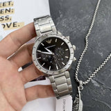  Shop Authentic Emporio Armani Mario Chronograph Black Dial Silver Steel Strap Watch For Men - AR11241 - Luxxuri