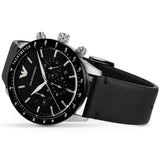  Shop Authentic Emporio Armani Mario Chronograph Black Dial Black Leather Strap Watch For Men - AR11243 - Luxxuri