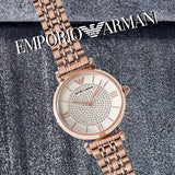  Shop Authentic Emporio Armani T-Bar Gianni Crystal Pave Dial Rose Gold Steel Strap Watch For Women - AR11244 - Luxxuri