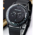 Emporio Armani Aviator Chronograph Black Dial Black Mesh Bracelet Watch For Men - AR11264