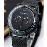  Shop Authentic Emporio Armani Aviator Chronograph Black Dial Black Mesh Bracelet Watch For Men - AR11264 - Luxxuri